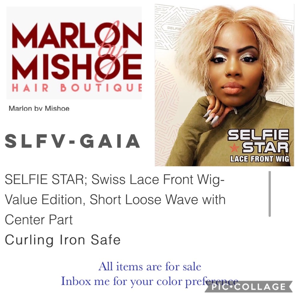 Selling wigs of all styles and colors.